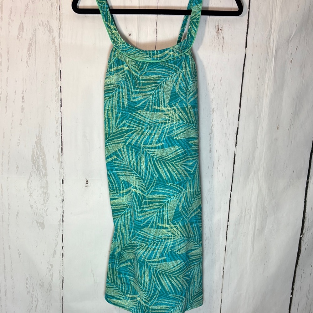 Lands' End Teal and Cream One Piece Swimsuit 18P